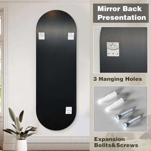 Niccy Oval Full Length Mirror, Frameless Wall-Mounted Mirror - Image 4