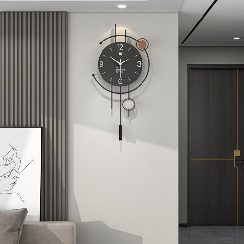 Large Black Wall Clock for Living Room Decor Big Metal Minimalist Decorative - Image 2