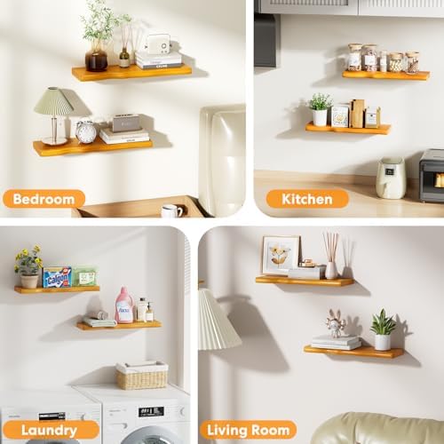 Organic Wavy Edge Floating Shelves, Hidden Brackets, 2 Pack 24 in - Image 7