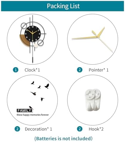 Large Wall Clock Decorative Pendulum Wall Clock Battery Operated - Image 7