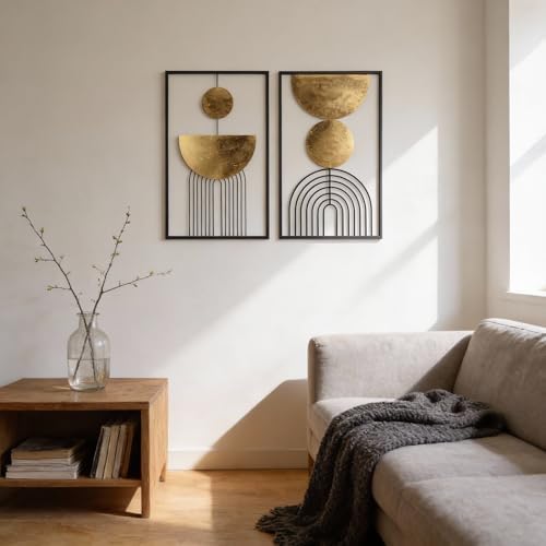 Abstract Geometric Wall Decor Set, 2 Piece Framed Modern Wall Sculpture - Image 5