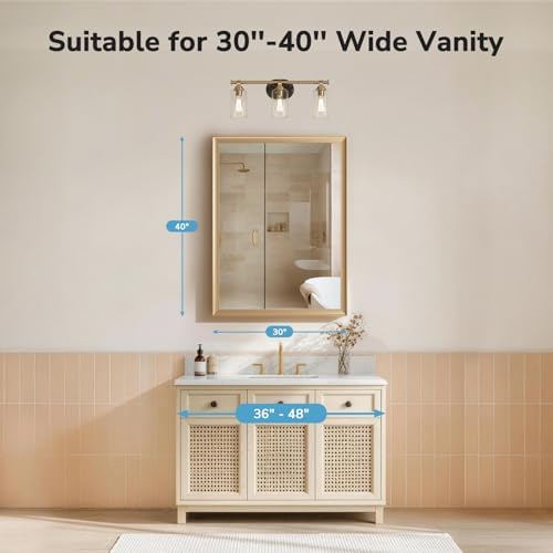 Gold Bathroom Mirror 30x40 Inch, Rectangle Vanity Mirror - Image 6
