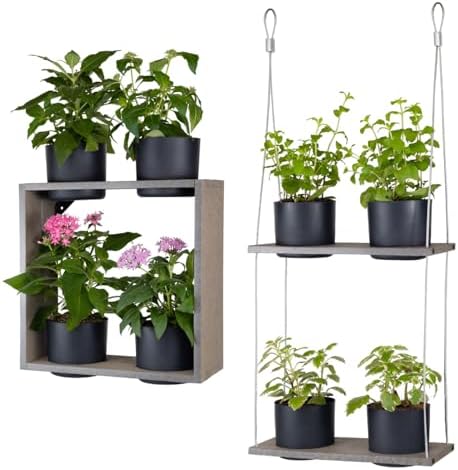 Hanging Planter Line, Plant Hanger, Stone Gray, 8 Pots Combo by Vioscapes