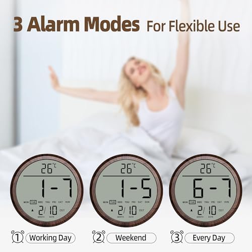 8" Round Digital Wall Clock Battery Operated - Image 5