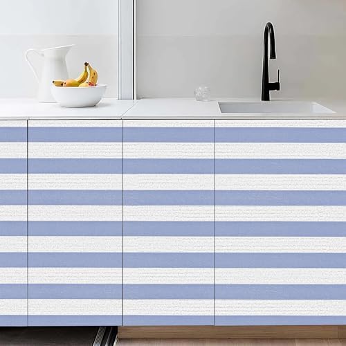 Blue Stripe Peel and Stick Wallpaper A Set of 15.7" x 236" Blue and White - Image 4