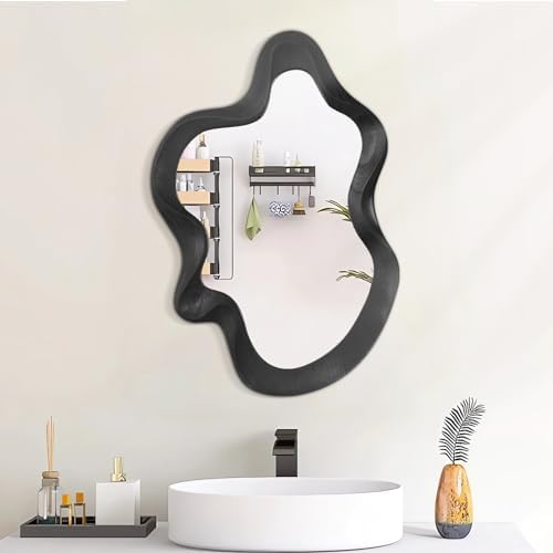 Asymmetrical Mirror for Wall Decor Large Modern Wavy Wooden Framed Wall Mirror - Image 4