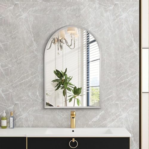 Arched Bathroom Mirror, Wall Mounted Mirror Arch Mirror Aluminum Alloy Frame - Image 3