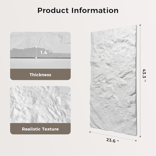 Faux Stone Wall Panel 43.3''x23.6'', Mountain Rock Design - Image 2