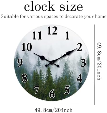 XFM Large Misty Forest Wall Clock 20 Inch Green Tree - Image 6