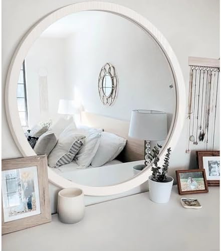 JJUUYOU Large Circle Wall Mirror 24 Inch Large Round Wall Mounted Antique Mirror - Image 6