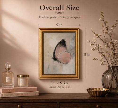Gold Framed 3D Textured Wall Art, Vintage Pink Butterfly Canvas Prints - Image 4