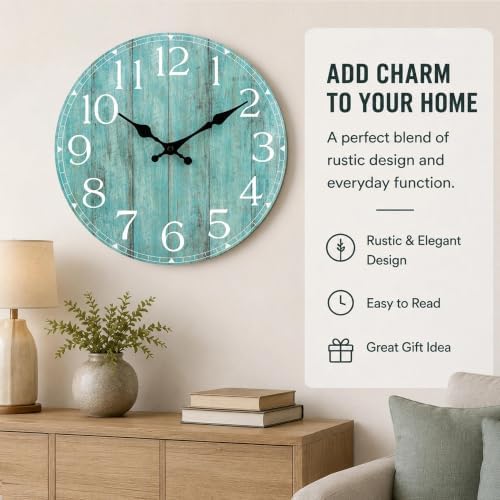 10 Inch Wall Clock, Silent Battery Operated Analog Clock - Image 2
