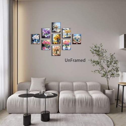 XIANGRUI Flowers Market Posters Wall Art Set of 9, Preppy Minimalist Canvas - Image 6