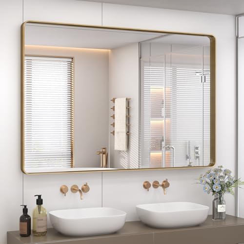 48x36 Inch Gold Bathroom Vanity Mirror by CHARMOR