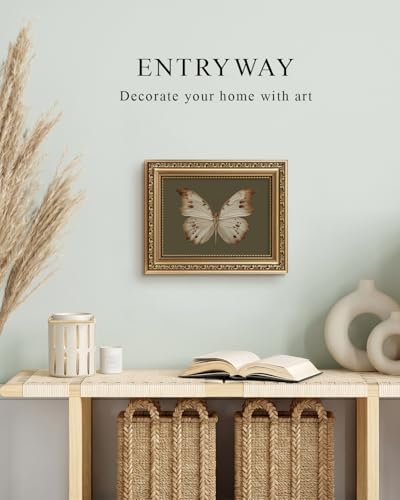 VIYYIEA Gold Framed Butterfly Wall Art Vintage Canvas Painting, 8×10 Inch - Image 2