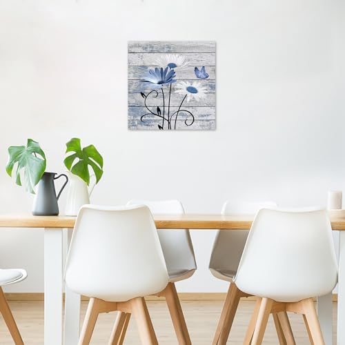 HVEST Farmhouse Blue Floral Wall Art - Image 3