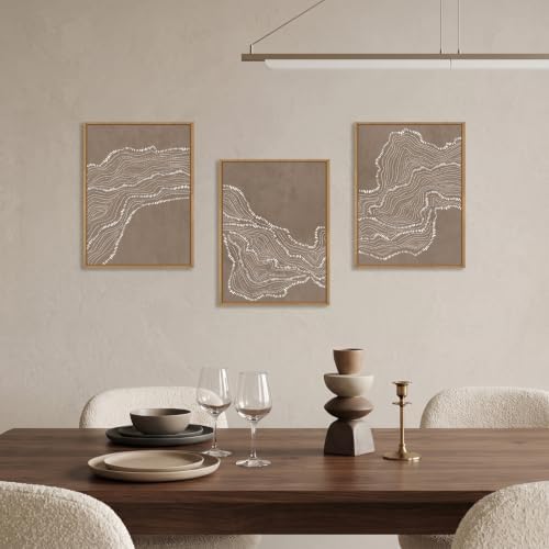 BICERE Abstract White Wave Framed Canvas Wall Art, Modern Minimalism Wall Decor - Image 3