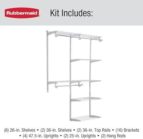 Rubbermaid Configurations Deluxe Custom Closet Kit 4-8Ft. Adjustable Metal Wire - Image 6