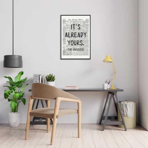 Black And White Retro Newspaper Wall Art Trendy Inspirational Universe Quote - Image 6