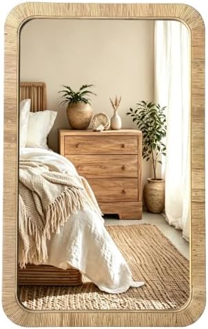 Decorative Rattan Wall Mirror, Boho Bathroom Modern Makeup, Rustic Wall Bohemia by inoseen