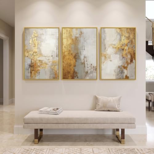 Large Framed Gold Abstract Wall Art - Image 4