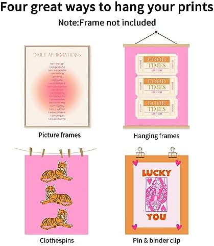 Preppy Wall Art Pink Orange Wall Decor Trendy Canvas Wall Art Aesthetic - Image 7