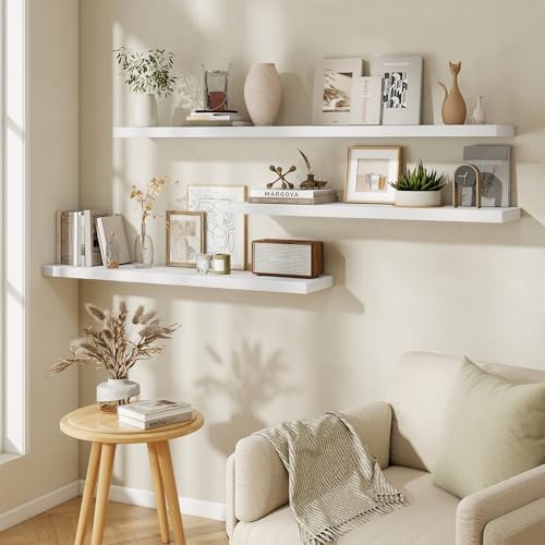 Fun Memories 48 Inch Floating Shelves in White, 9.3 Inch Deep Wall Shelves - Image 6