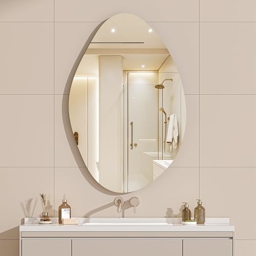 Hasipu 36"x24" Irregular Wall Mirror Frameless Asymmetrical Mirror by Whatssuitableisthebest
