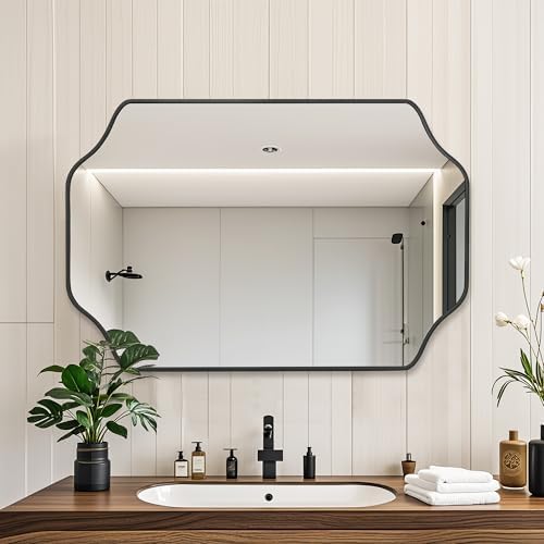 CULER Black Bathroom Wall Mirror, 24 x 36 Inch Rectangle Vanity Modern Tempered - Image 4