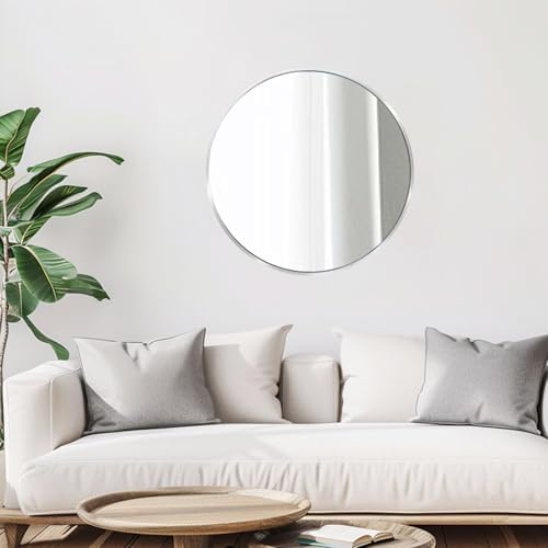Silver Circle Mirror 26 inch, Round Mirror, Brushed Nickel - Image 5