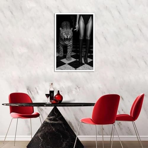 Black And White Leopard Poster Trendy Women Boots Canvas Wall Art Bold Glam - Image 6