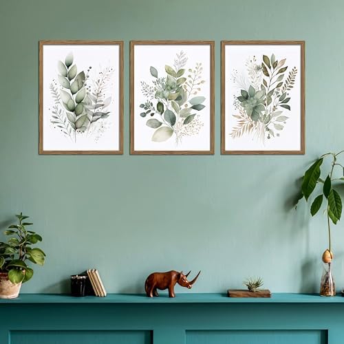 Sage Green Botanical Wall Art Set of 3, Wood Framed 16x24 Inch - Image 4