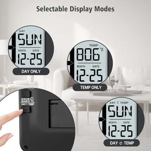WallarGe 14.5'' Atomic Digital Wall Clock Battery Operated - Image 5