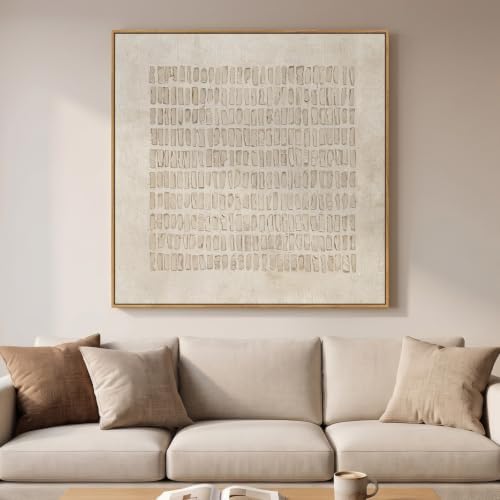 Extra Large Framed Neutral Beige Abstract Wall Art by Cuspin