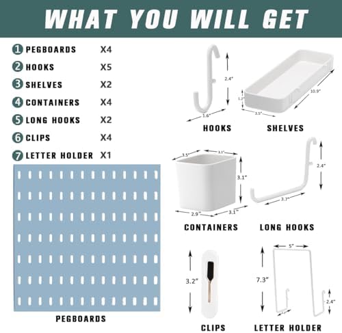 22"x22" Pegboard Combination Kit Wall Organizer Kit - Image 4