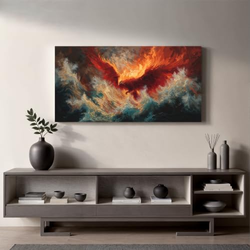 Red Fire Phoenix Wall Art Prints 20"x40" Abstract Wall Art - Image 2