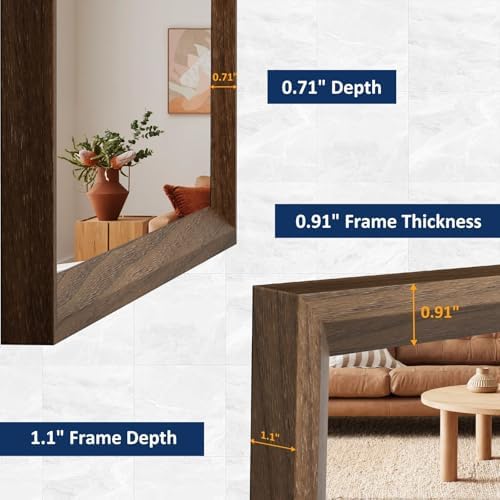 WEER Walnut Bathroom Vanity Mirror 24X36 Inch - Image 4