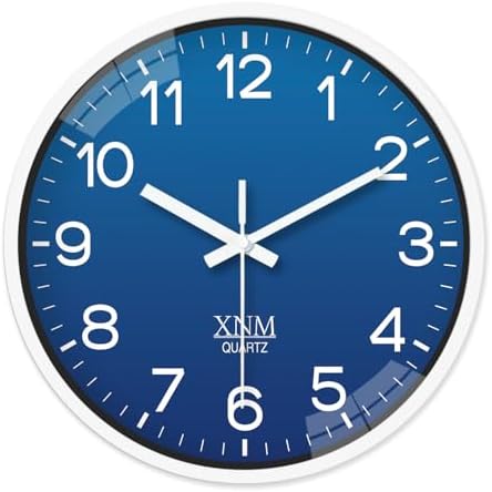 XNM 8 Inch Small Classic Blue Wall Clocks Battery Operated by XNMwallclock