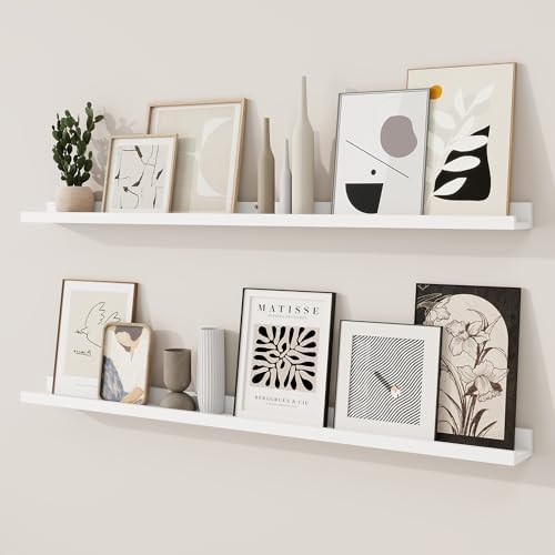 RICHFOCUS Picture Ledge Shelf, 48 inch Floating Shelves Set of 2, Wood Wall by RICHFOCUS
