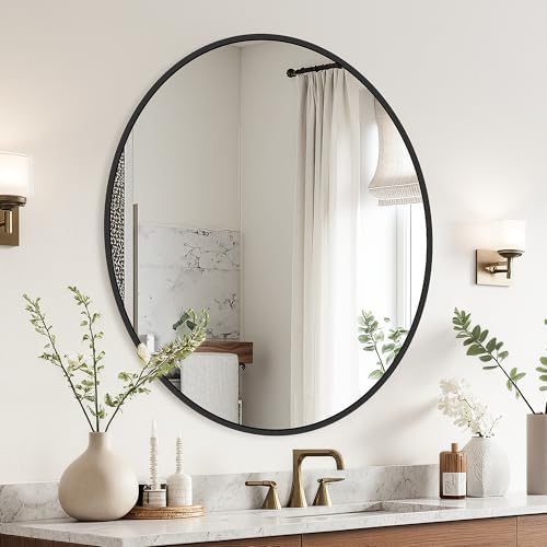 Delma 22 Inch Black Round Circle Mirror - Image 3