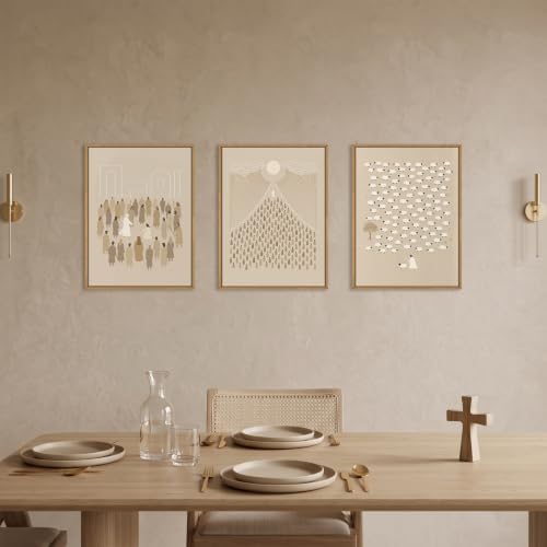 Jesus Christian Framed Canvas Wall Art, Boho Lost Sheep Wall Decor, Abstract - Image 3