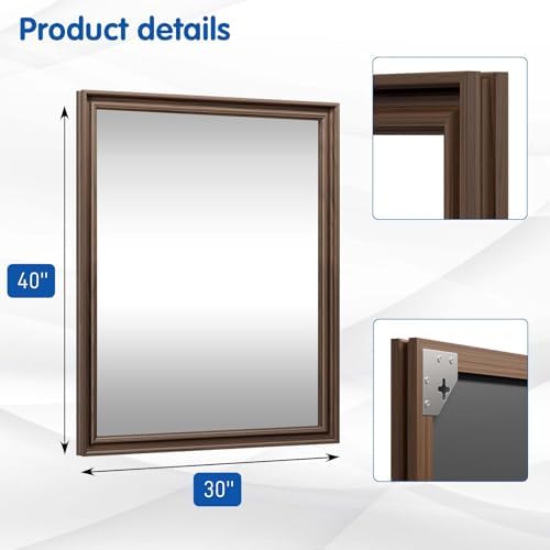 WEER Brown Bathroom Vanity Mirror 40x30 Inch - Image 7