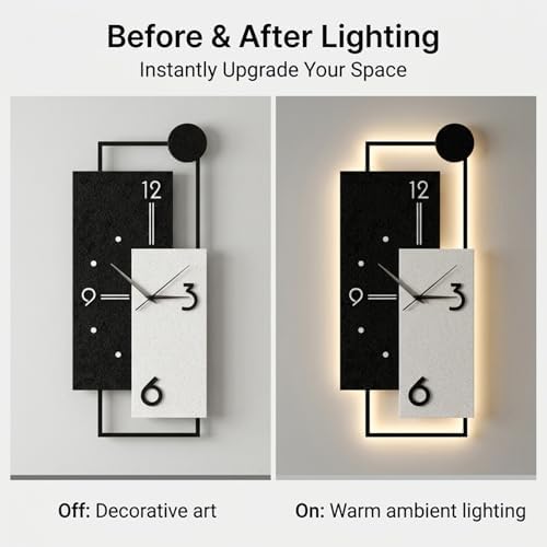 YHTCSXMD 3D LED Wall Art with Silent Clock, Modern Sandstone Wall Decor - Image 2
