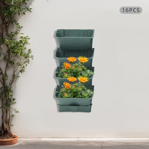 Vertical Wall Planter with 16 Pots, Hanging Garden Plant Flowerpot Holder - Image 6