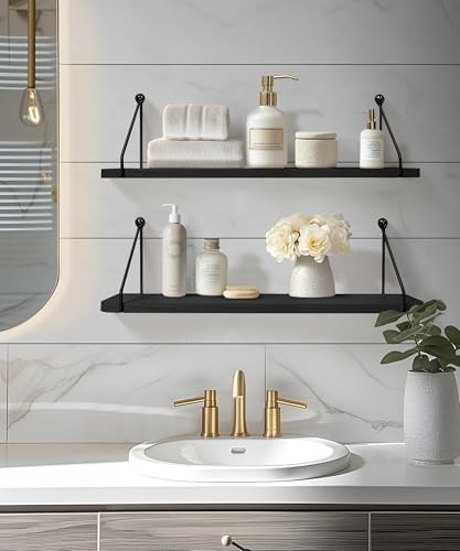 Afuly Black Floating Shelves for Wall, 24in Shelf - Image 2