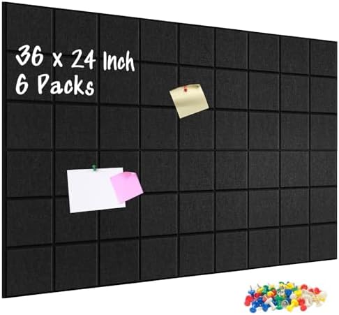 DOLLAR BOSS Felt Cork Board Tiles 6 Pcs 12"x12" Bulletin Board by DOLLARBOSS