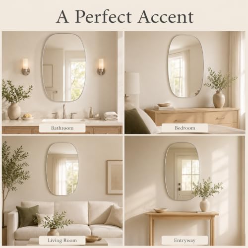 USHOWER Silver Oval Bathroom Mirror 30x48 Inch - Image 7