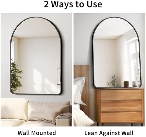 FORBATH Arched Mirror 32x48 Inch, Bathroom Mirror Wall Mounted Modern Black - Image 5