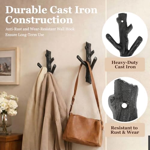 Frienda 4 Pcs Rustic Tree Branch Decorative Hooks, 7.5" X 3.7 " - Image 2