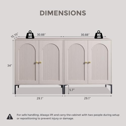 IFGET 123.5"W Modern Arch Sideboard Buffet Cabinet - Image 2